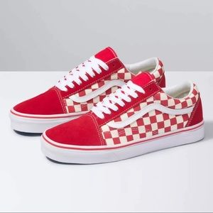 HARDLY WORN red checkered vans